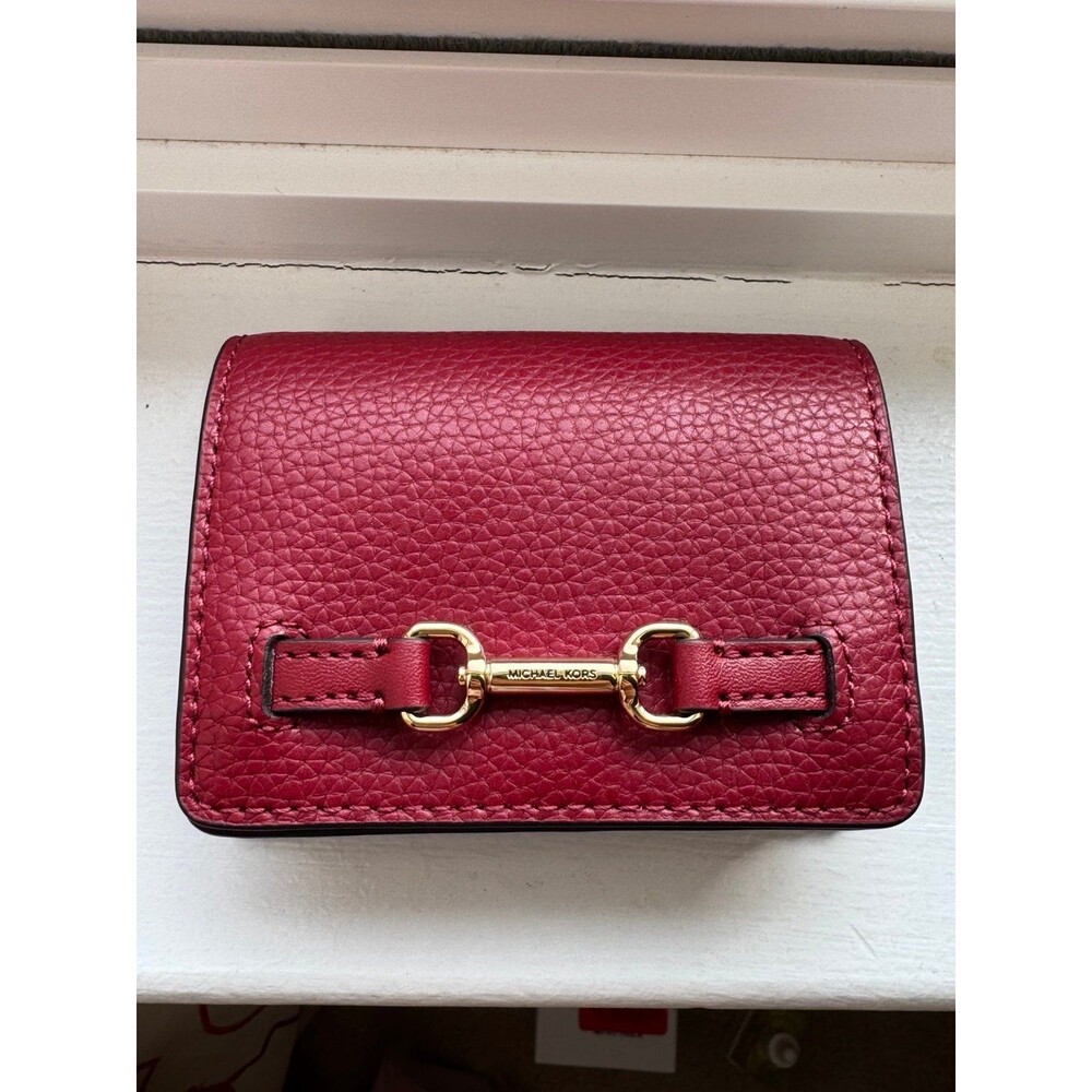 Michael Kors Carson small Wallet in cherry red NEW